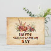 Canvas Herfstpompoenen en Bladeren Prettig Thanksg Feestdagenkaart (Staand voorkant)