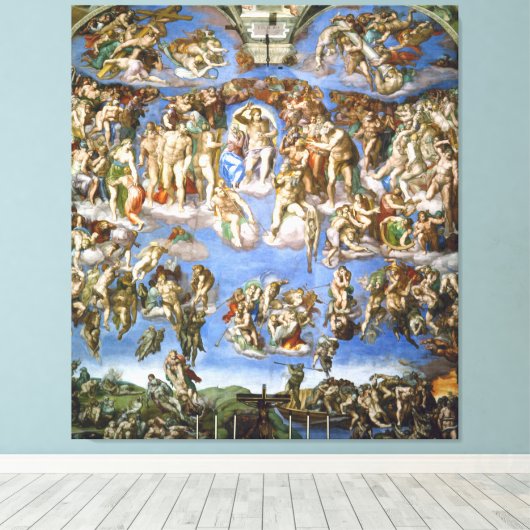 Canvas Het Laatste Oordeel Fresco van Michelangelo (Insitu (Houten vloer))