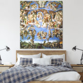 Canvas Het Laatste Oordeel Fresco van Michelangelo Afdruk (Insitu (Slaapkamer))