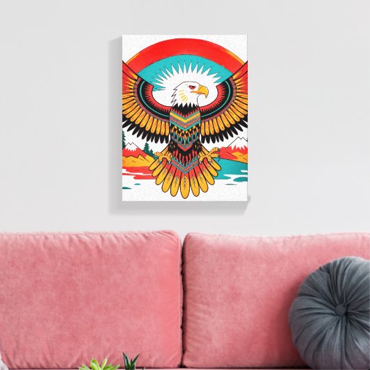 Canvas Inheemse Eagle Wall Art (Insitu (Woonkamer))
