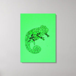 Canvas kind van groene inktkameleon reptiel