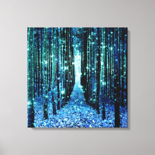 Canvas Kunst: Magisch Woud Turquoise Teal Afdruk