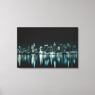 Canvas Kunst-Stad Nightscape Afdruk