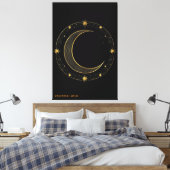 Canvas Luxe Zwart Goud Hemels Maan Kunst Afdruk (Insitu (Slaapkamer))
