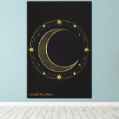 Canvas Luxe Zwart Goud Hemels Maan Kunst Afdruk (Insitu (Houten vloer))