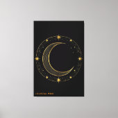 Canvas Luxe Zwart Goud Hemels Maan Kunst Afdruk (Voorkant)