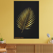 Canvas Majestic Golden Palm Frond Tropical Art