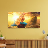 Canvas Mermaid sunset Afdruk (Insitu (Woonkamer))