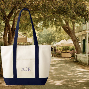 Canvas met monogram in contrasterende kleur tote bag