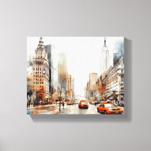 Canvas met New York City, beschilderd landschap. (Voorkant)