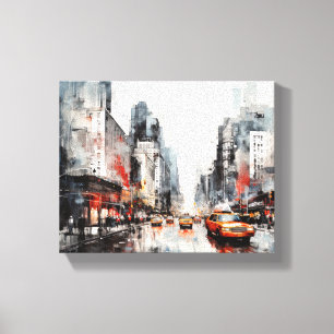 Canvas met New York City, beschilderd landschap.