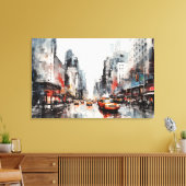 Canvas met New York City, beschilderd landschap. (Insitu (Woonkamer))