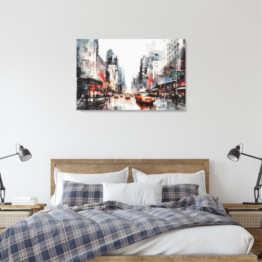 Canvas met New York City, beschilderd landschap. (Insitu (Slaapkamer))