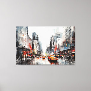 Canvas met New York City, beschilderd landschap.