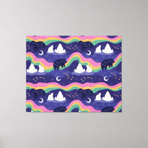 Canvas met noorderlicht afdruk