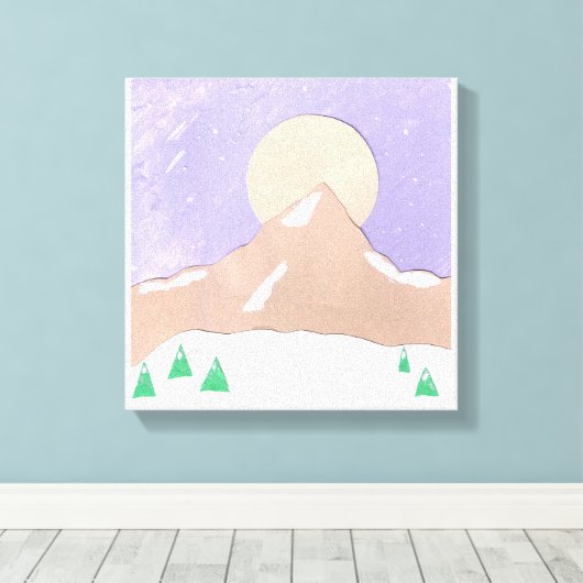 Canvas met Snowy Mountain Scene (Insitu (Houten vloer))