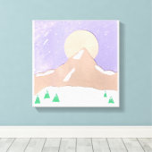 Canvas met Snowy Mountain Scene Afdruk (Insitu (Houten vloer))