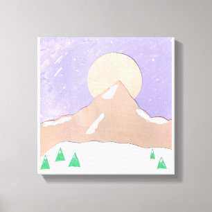 Canvas met Snowy Mountain Scene Afdruk