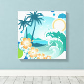 Canvas met Surf op eilanden Afdruk (Insitu (Houten vloer))