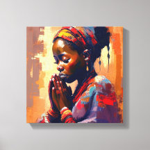 Canvas, mooi afrikaans meisje in meditatie