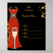 Canvas poster Red Cocktail Menu Canvas afdrukken (Voorkant)