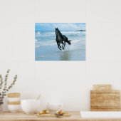 Canvas poster zwarte paard (Keuken)