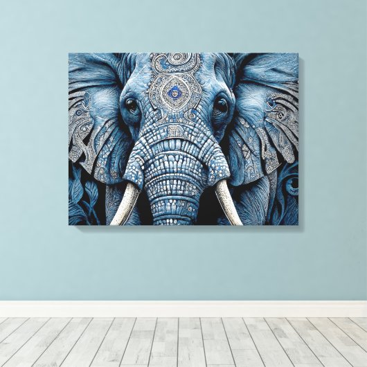 Canvas Print: African Blue Elephant (Insitu (Houten vloer))