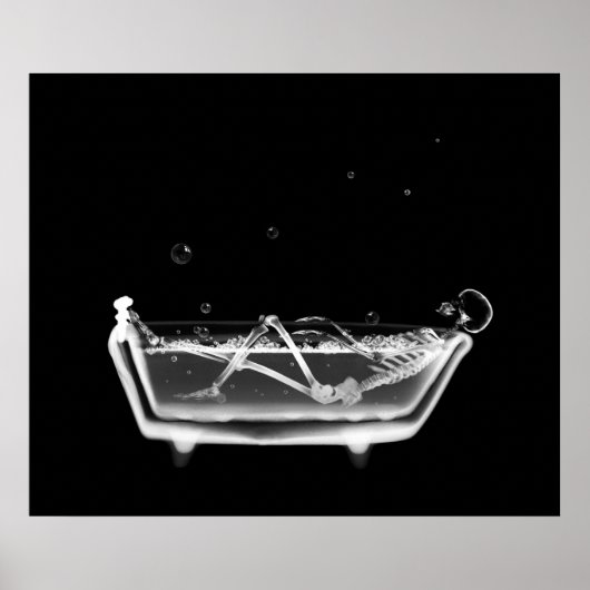 Canvas Print B&W X-Ray Skeleton Bath Time Tub (Voorkant)