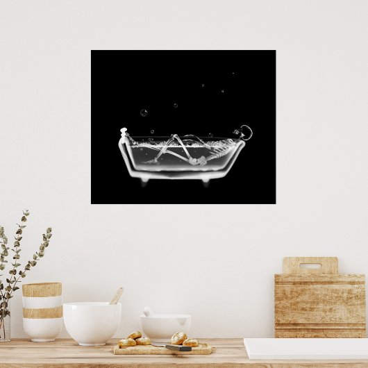 Canvas Print B&W X-Ray Skeleton Bath Time Tub (Keuken)