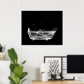 Canvas Print B&W X-Ray Skeleton Bath Time Tub (Thuiskantoor)