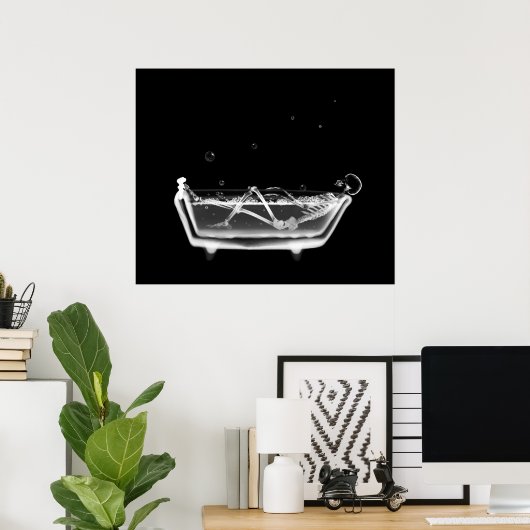 Canvas Print B&W X-Ray Skeleton Bath Time Tub (Thuiskantoor)