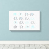 Canvas Print - Blauwe olifanten (Insitu (Houten vloer))