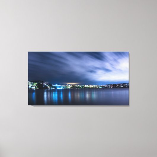 Canvas Print - Cityscape op zonsopgang (Voorkant)