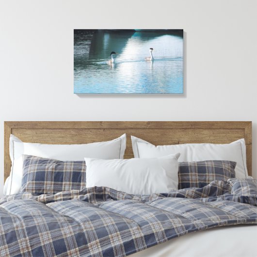Canvas Print - Westerne Grebe in Harbour (Insitu (Slaapkamer))