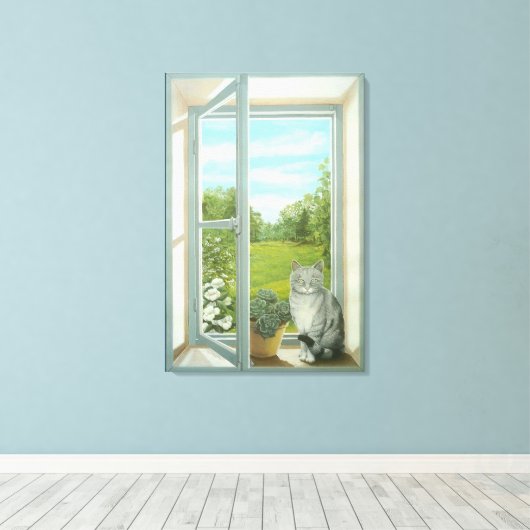 Canvas Print "Window Garden Uitzicht" (Insitu (Houten vloer))