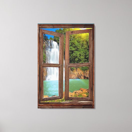 Canvas Print "Window Waterfall Uitzicht" (Voorkant)
