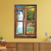 Canvas Print "Window Waterfall Uitzicht" (Insitu (Woonkamer))