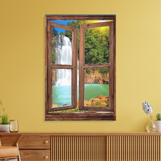 Canvas Print "Window Waterfall Uitzicht" (Insitu (Woonkamer))