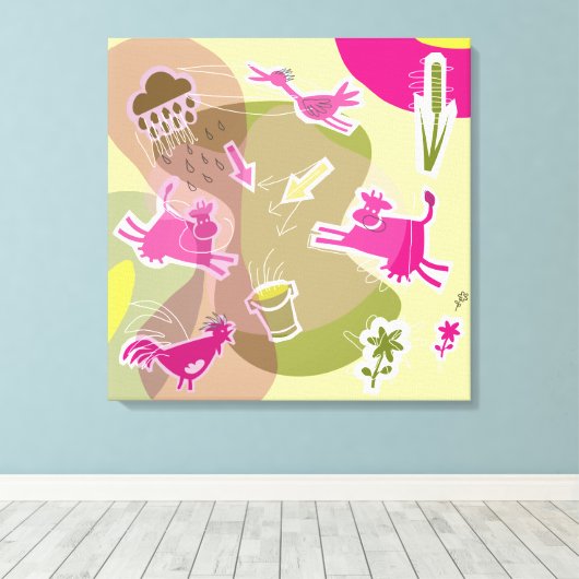 canvas roze koeien (Insitu (Houten vloer))