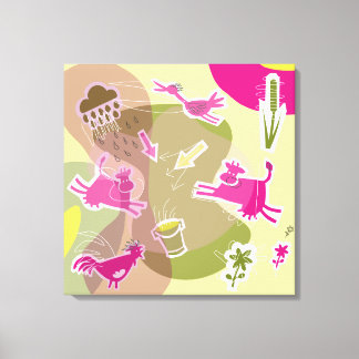canvas roze koeien afdruk
