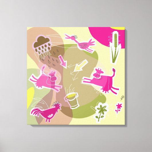 canvas roze koeien afdruk (Voorkant)