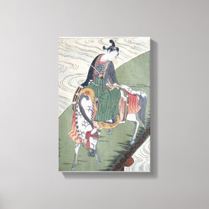 Canvas Samurai op Japanse Woodblock Print van paar