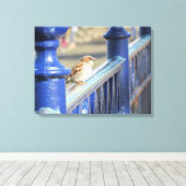 Canvas — Sparrow on fence (Insitu (Houten vloer))