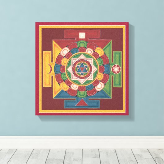 CANVAS SQUARE - Mandala van de 5 elementen Afdruk (Insitu (Houten vloer))