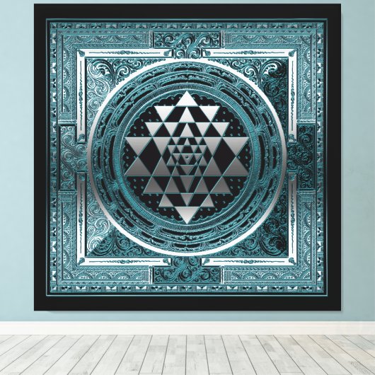 Canvas Sri Yantra Yoga Meditation India Symbool he (Insitu (Houten vloer))