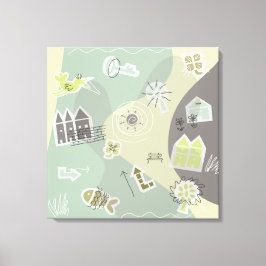 canvas stad grijstinten afdruk