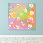 canvas stad huizen oranje (Insitu (Houten vloer))