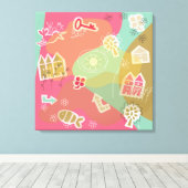 canvas stad roze afdruk (Insitu (Houten vloer))