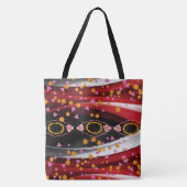 Canvas tas Abstract Rood Wit Zwart (Voorkant)