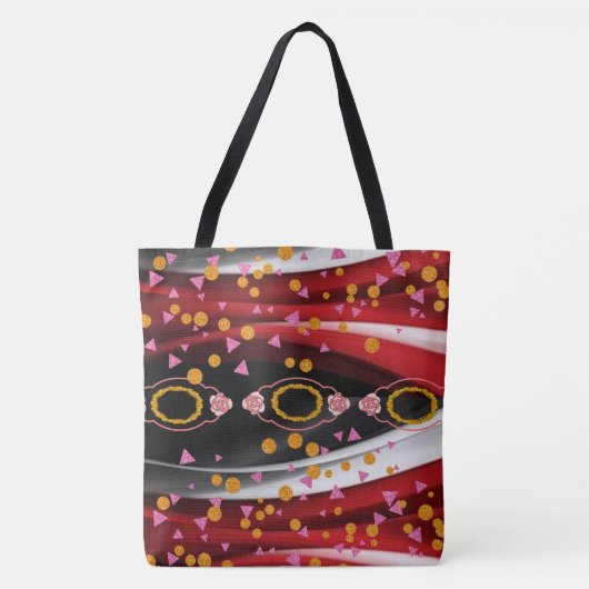 Canvas tas Abstract Rood Wit Zwart (Voorkant)